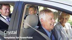  Presentation with car business - Presentation theme featuring enviromental - group of business colleagues car background and a dark gray colored foreground