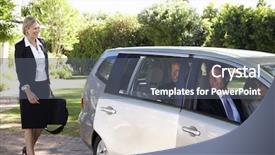  Presentation with business journey to success - Slide deck with enviromental - group of business colleagues car background and a gray colored foreground