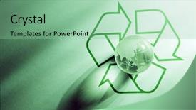  Presentation with recycle - PPT theme consisting of enviromental - recycle symbol and the glass background and a seafoam green colored foreground