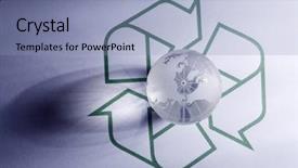  Presentation with recycle - Amazing PPT layouts having enviromental - recycle symbol and the glass backdrop and a light blue colored foreground