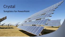  Presentation with solar - Amazing PPT layouts having enviromental - solar field with blue sky backdrop and a teal colored foreground