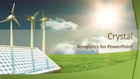  Presentation with hexagon - Cool new presentation theme with enviromental - solar panel with hexagon shape backdrop and a soft green colored foreground