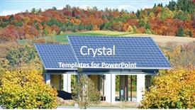  Presentation with sun energy - Slide deck with enviromental - solar panels buildings for sun background and a teal colored foreground