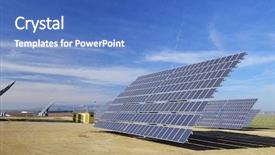  Presentation with energy solar - Presentation theme enhanced with enviromental - solar panels for electrical energy background and a teal colored foreground