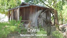  Presentation with old - Cool new slide deck with enviromental - very old waterwheel and mill backdrop and a violet colored foreground