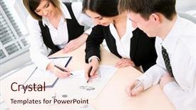  Presentation with people - PPT layouts consisting of environmenr friendly - business people working background and a lemonade colored foreground