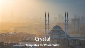  Presentation with turkey - Slides with population environment - ankara skyline at sunset background and a violet colored foreground