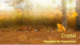  Presentation with falling leaves - PPT theme having environment - beautiful autumn landscape with yellow background and a tawny brown colored foreground
