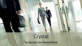  Presentation with environment - Beautiful PPT layouts featuring environment - businesspeople going along corridor inside backdrop and a light gray colored foreground