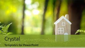  Presentation with house forest - Audience pleasing PPT theme consisting of environment - eco house on moss backdrop and a gold colored foreground