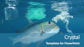  Presentation with now - Beautiful theme featuring environment - fish in polluted sea seafood backdrop and a teal colored foreground