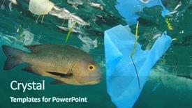  Presentation with fish ocean - Theme having environment - fish swims among plastic ocean background and a ocean colored foreground