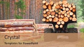  Presentation with energy source - Cool new slide set with environment - harvester working in a forest backdrop and a coral colored foreground