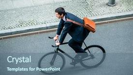  Presentation with bicycle - Cool new presentation design with environment - high angle view of young backdrop and a ocean colored foreground