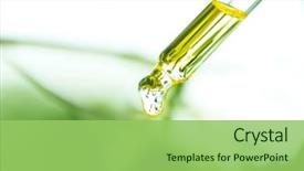  Presentation with pipette - PPT theme featuring environment - pipette with essential liquid closeup background and a seafoam green colored foreground