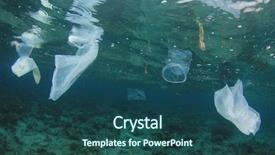  Presentation with plastic straws - PPT theme enhanced with environment - plastic bags and straws pollution background and a ocean colored foreground