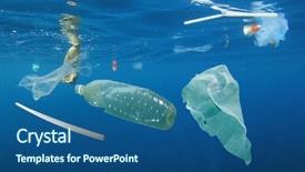  Presentation with ocean pollution - PPT layouts having environment - plastic ocean pollution underwater bags background and a ocean colored foreground