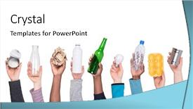  Presentation with recyclable - Slide deck with environment - recyclable rubbish held in hands background and a white colored foreground