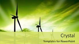  Presentation with farm - Slides with environment - wind turbines farm at sunset background and a yellow colored foreground