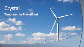  Presentation with windmills - Presentation theme with environment - windmills for electric power production background and a ocean colored foreground