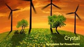  Presentation with offshore wind turbine installation - Beautiful slides featuring sunset over meadow with wind backdrop and a tawny brown colored foreground