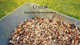  Presentation with mulch - Cool new presentation theme with environment compost - wheelbarrow full of wooden mulch backdrop and a yellow colored foreground