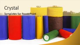  Presentation with batteries - Audience pleasing presentation consisting of environment degradation - alkaline batteries isolated on white backdrop and a  colored foreground