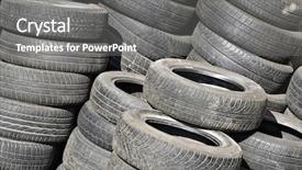  Presentation with pile - PPT theme enhanced with environment degradation - pile of used tyres background and a gray colored foreground