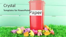  Presentation with recycling - Theme enhanced with environment degradation - recycling bin with papers background and a soft green colored foreground