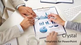  Presentation with economics - Colorful slide set enhanced with environment economics - image of human hands backdrop and a soft green colored foreground