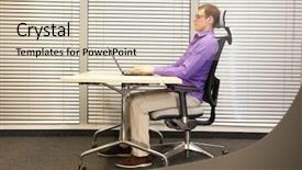  Presentation with environment health safety - Slides having environment health safety - correct sitting position at workstation background and a soft green colored foreground