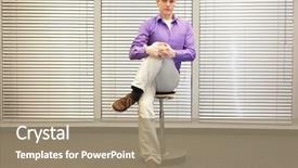  Presentation with office ergonomics man worker exercising - Cool new presentation theme with environment health safety - stretching legs in office backdrop and a coral colored foreground