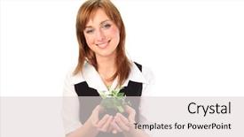  Presentation with role play woman and man - Beautiful PPT theme featuring environment health safety - woman holding a plant backdrop and a lemonade colored foreground