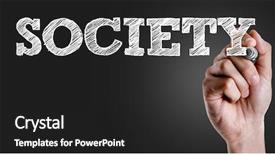  Presentation with society - PPT layouts featuring environment human population - hand writing the text society background and a dark gray colored foreground