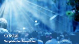  Presentation with busy street - Theme with environment human population - people walking in crowded busy background and a teal colored foreground