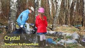  Presentation with paper bag vs plastic bags - Audience pleasing slides consisting of environment kids - back of brother and sister backdrop and a tawny brown colored foreground