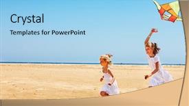  Presentation with kite - Colorful presentation design enhanced with metallic funnel 3d illustration isolated backdrop and a white colored foreground