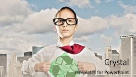  Presentation with superhero - Cool new PPT theme with environment kids - little girl opening her shirt backdrop and a soft green colored foreground