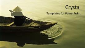 Presentation with boat river - Cool new PPT layouts with environment market - vietnamese woman rowing wooden boat backdrop and a blonde colored foreground