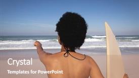  Presentation with sunshine - Presentation theme featuring environment points - rear view of young mixed-race background and a coral colored foreground