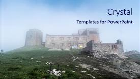  Presentation with abandoned - Cool new PPT theme with environment scientific - mist mountain landscape with old backdrop and a light blue colored foreground
