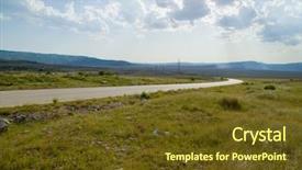  Presentation with tundra - Cool new presentation theme with environment tundra - evening summer landscape with green backdrop and a tawny brown colored foreground