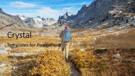  Presentation with autumn - Cool new presentation theme with environment tundra - hike in autumn mountains backdrop and a coral colored foreground