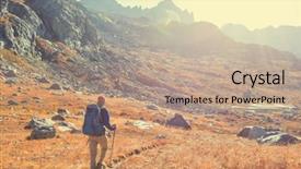  Presentation with couples hiking the mountains - Audience pleasing PPT theme consisting of environment tundra - hike in autumn mountains backdrop and a coral colored foreground
