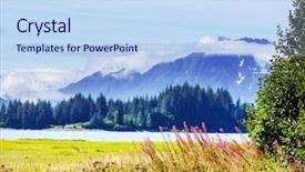  Presentation with meadow - Cool new PPT theme with environment tundra - meadow in alaska backdrop and a sky blue colored foreground