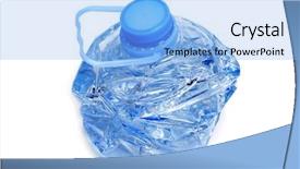  Presentation with plastic beads in water - Presentation theme enhanced with environment waste - smashed plastic bottle with water background and a light blue colored foreground