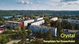  Presentation with building houses - Beautiful slides featuring building blocks environmental - bird's-eye view of block five-storey backdrop and a  colored foreground