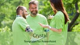  Presentation with environmental - Colorful PPT layouts enhanced with environmental activists at a project backdrop and a mint green colored foreground