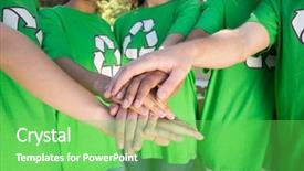  Presentation with environmental - PPT layouts featuring happy environmental activists background and a seafoam green colored foreground