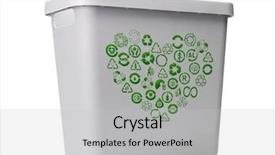  Presentation with recycle plastic - Slide deck featuring environmental awareness recycling arrows - empty gray plastic recycle bin background and a light gray colored foreground